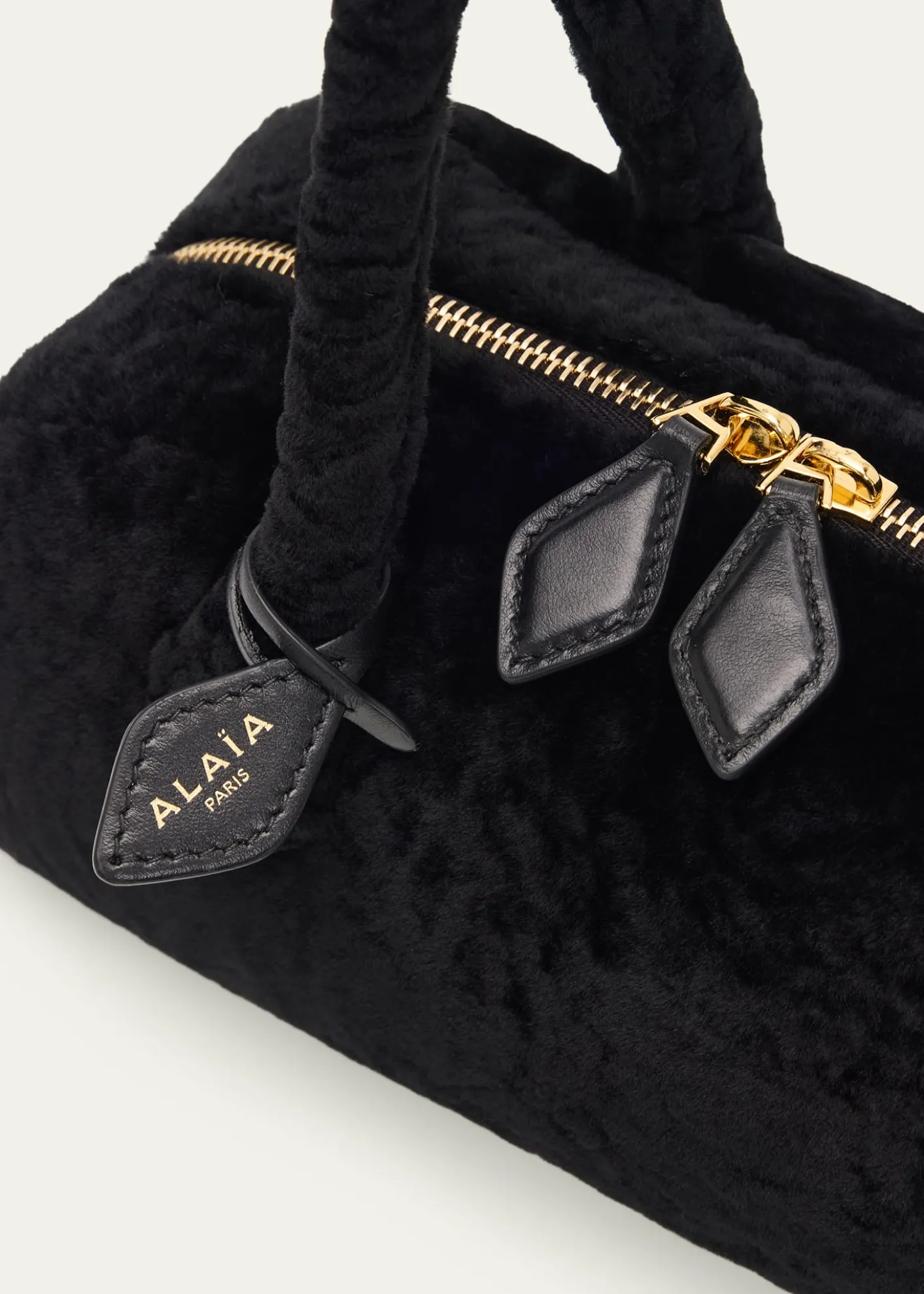 ALAIALe Teckel Shaved Shearling Medium Shoulder Bag