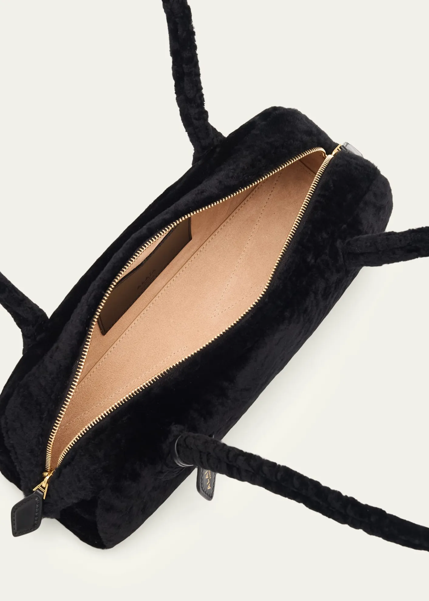 ALAIALe Teckel Shaved Shearling Medium Shoulder Bag