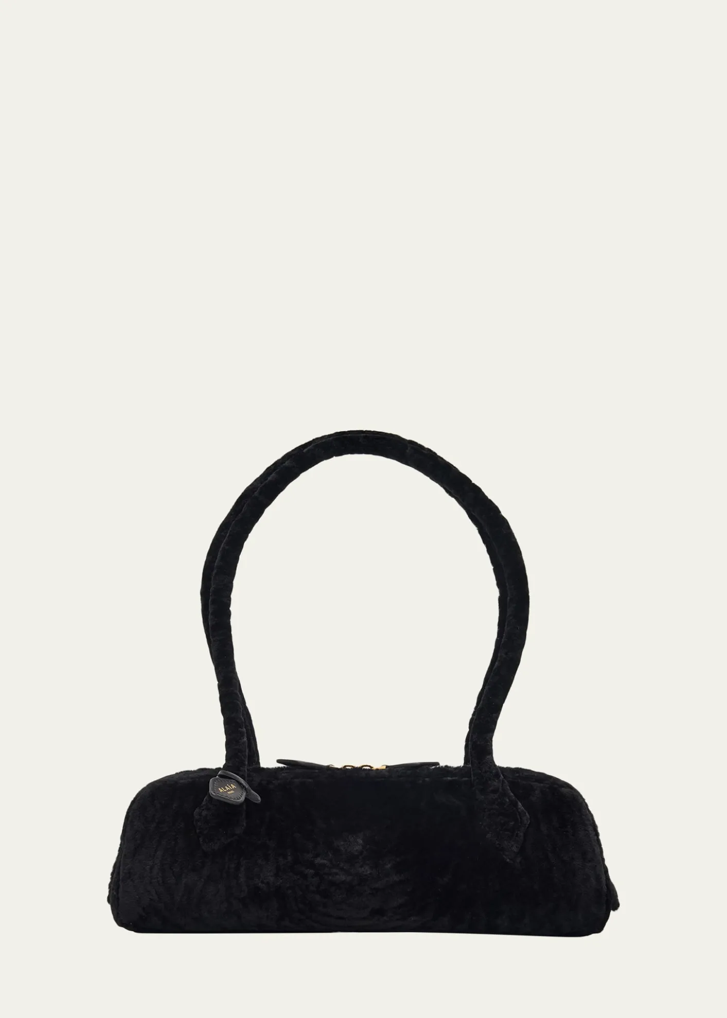 ALAIALe Teckel Shaved Shearling Medium Shoulder Bag