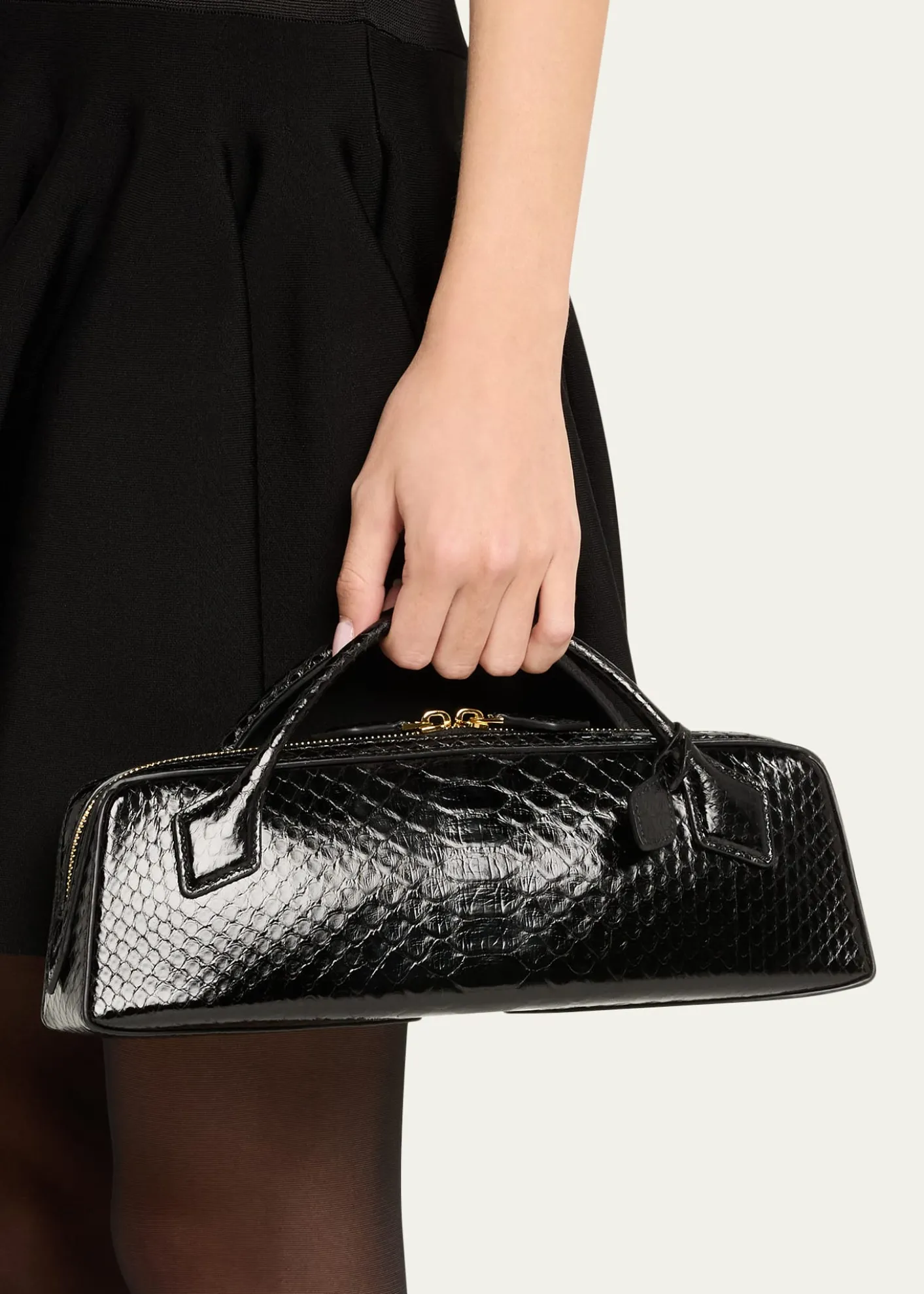 ALAIALe Teckel Snakeskin Top-Handle Bag