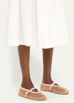 ALAIAMesh Mary Jane Ballerina Flats
