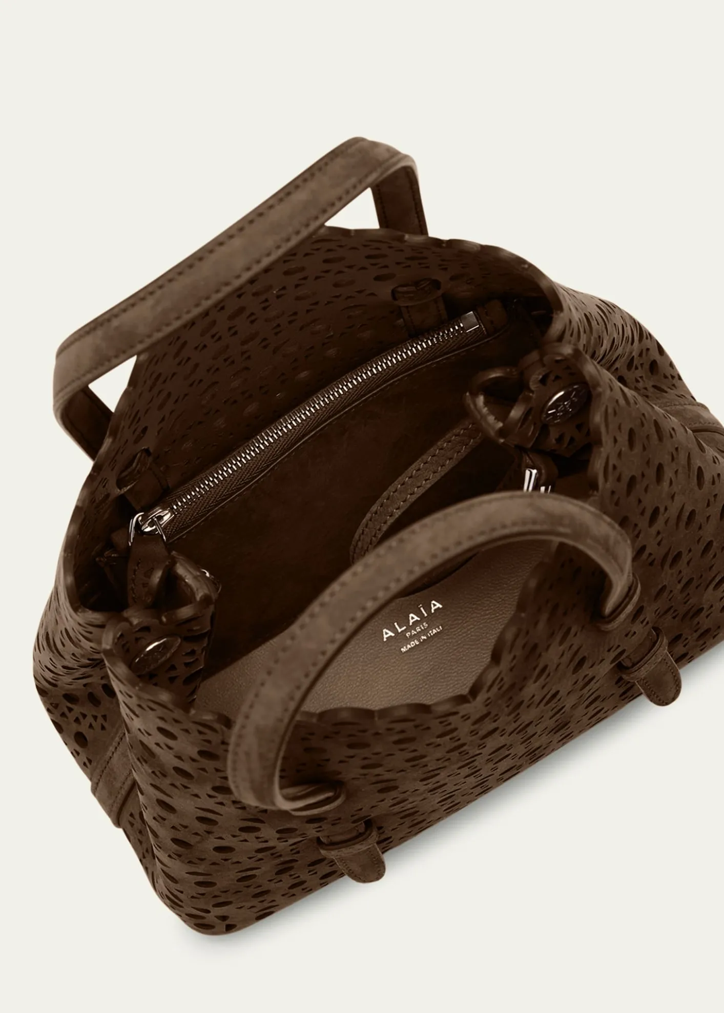 ALAIAMina 20 Top-Handle Bag in Perforated Suede