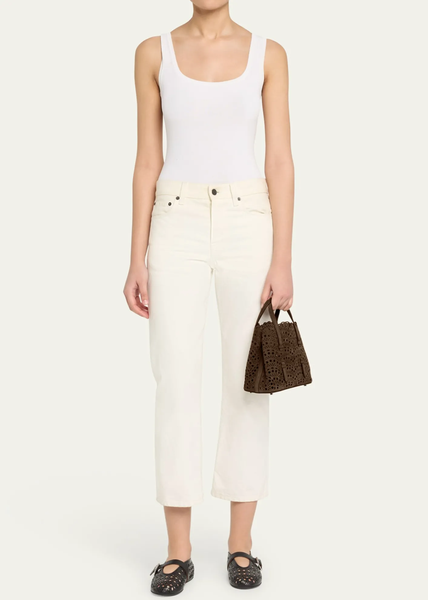 ALAIAMina 20 Top-Handle Bag in Perforated Suede