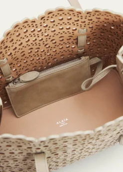 ALAIAMina 25 Tote Bag in Perforated Nubuck Leather