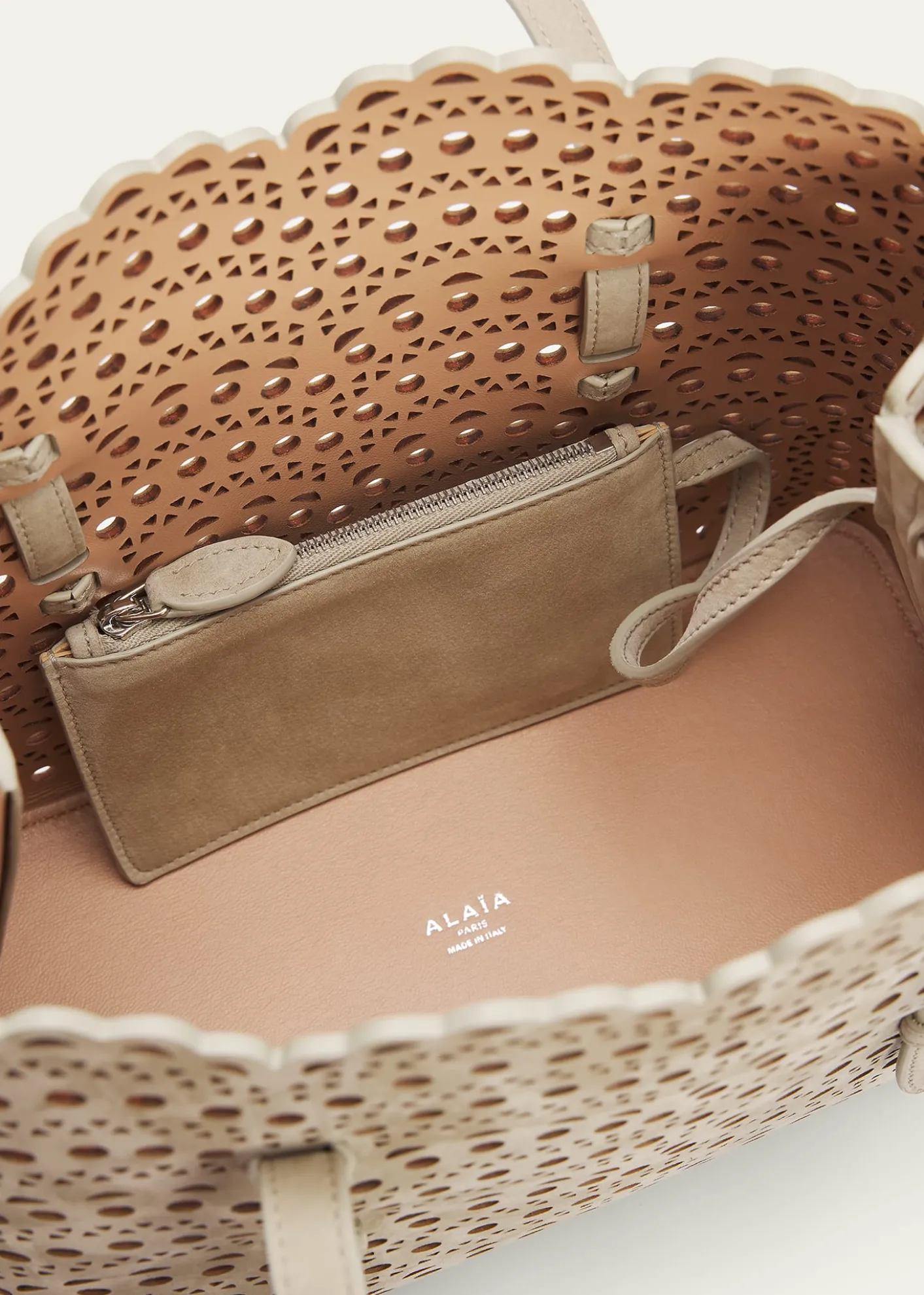 ALAIAMina 25 Tote Bag in Perforated Nubuck Leather