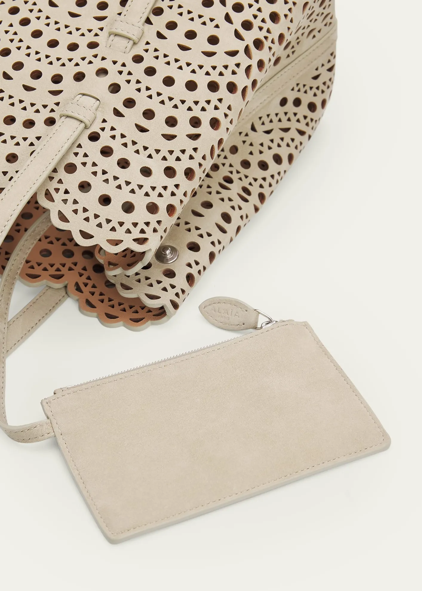 ALAIAMina 25 Tote Bag in Perforated Nubuck Leather