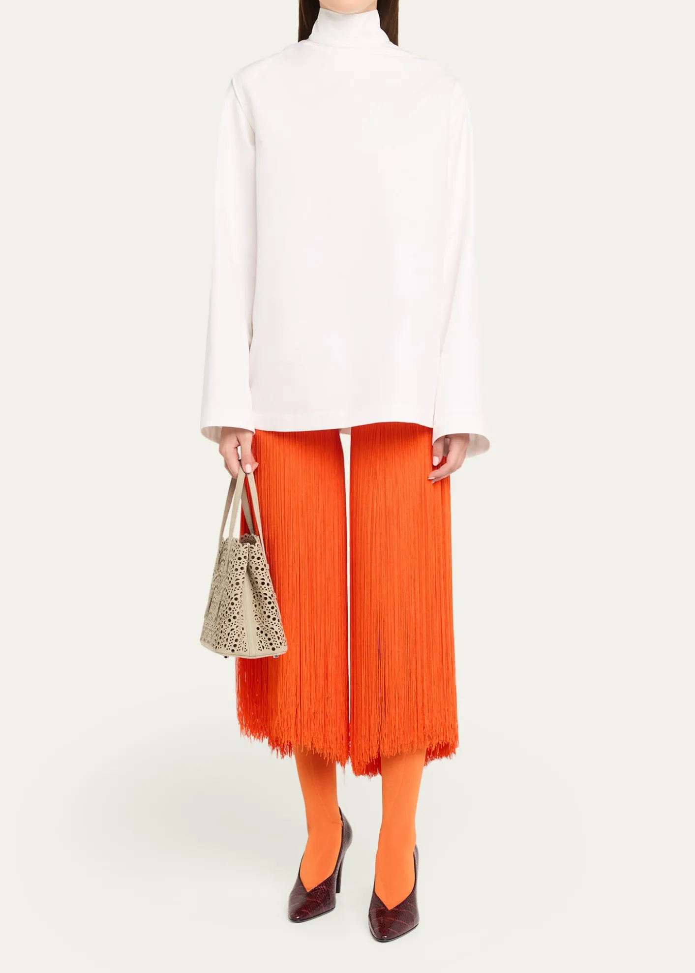 ALAIAMina 25 Tote Bag in Perforated Nubuck Leather