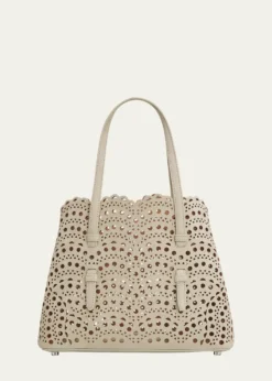 ALAIAMina 25 Tote Bag in Perforated Nubuck Leather