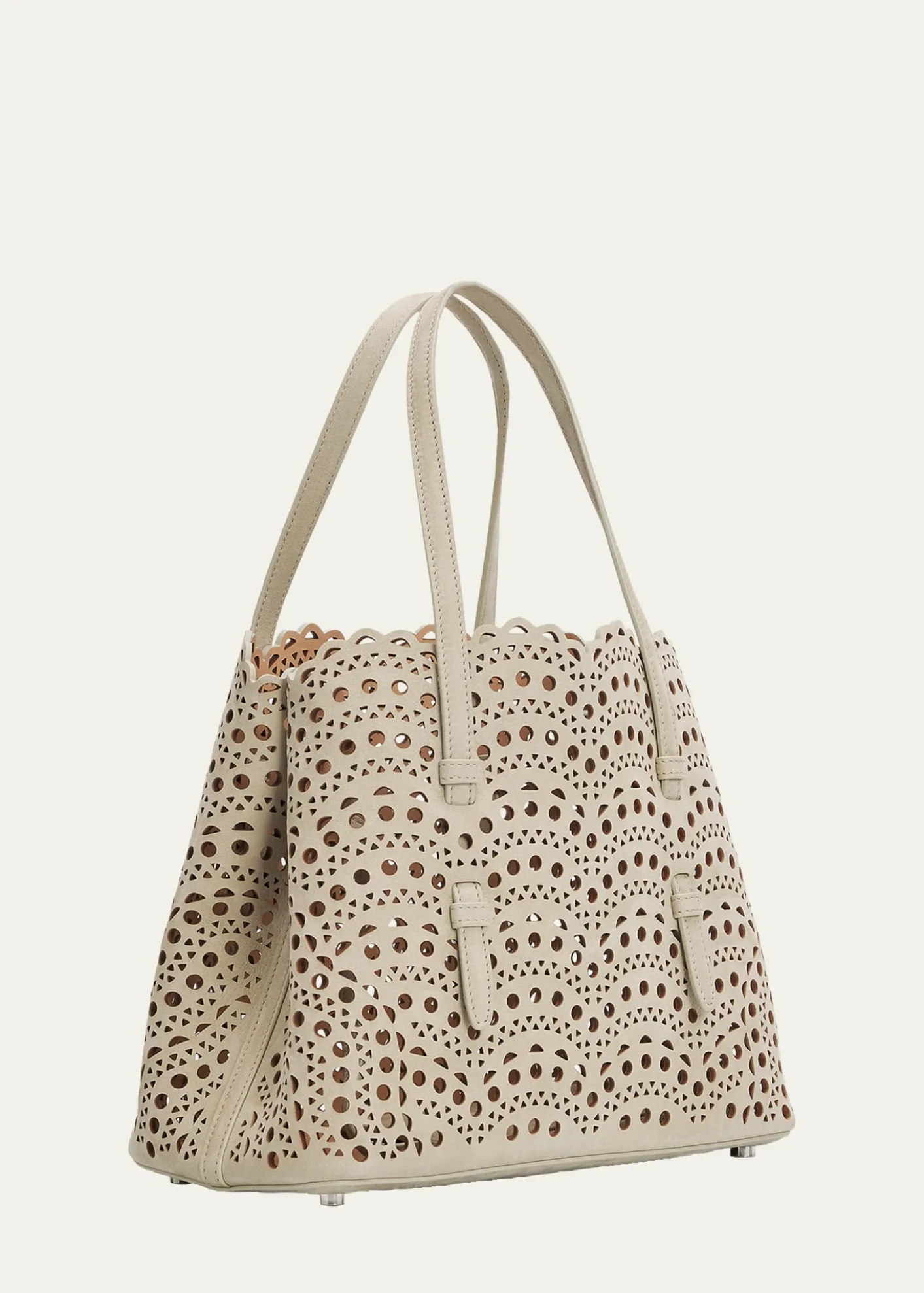 ALAIAMina 25 Tote Bag in Perforated Nubuck Leather