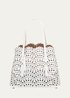 ALAIAMina 25 Tote Bag in Vienne Wave Perforated Leather
