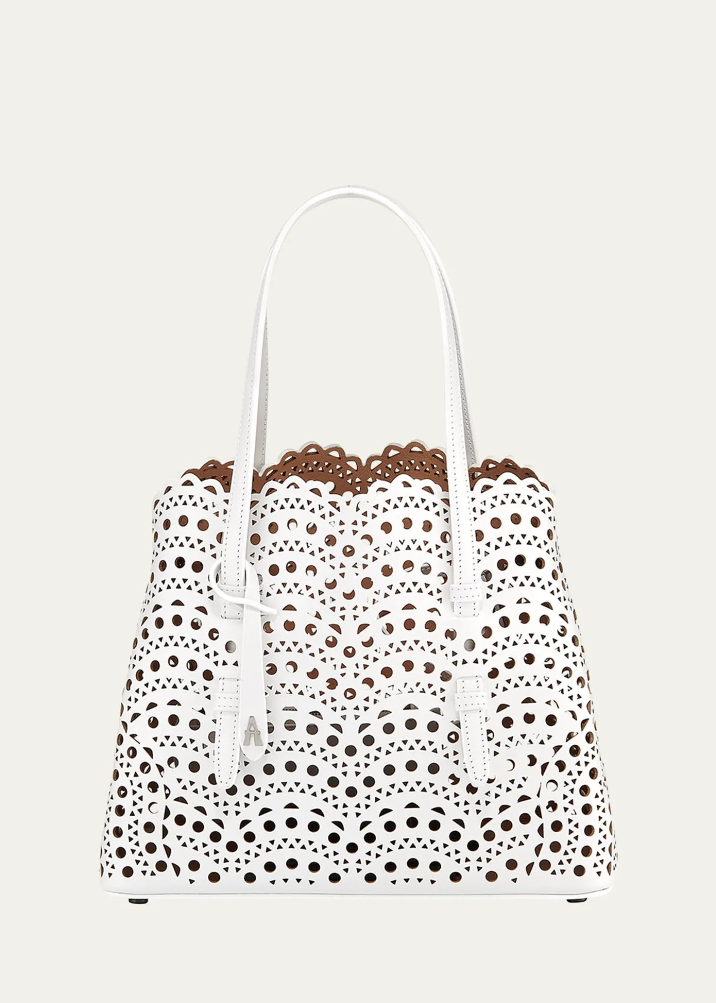 ALAIAMina 25 Tote Bag in Vienne Wave Perforated Leather