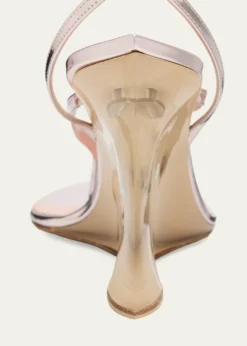ALAIAMirrored Leather Invisible Wedge Thong Sandals