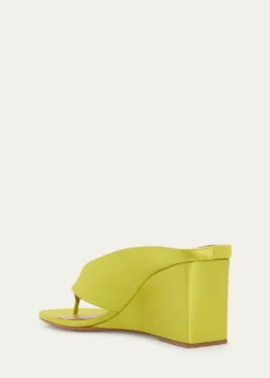 ALAIA75mm Cube Satin Thong Wedge Sandals