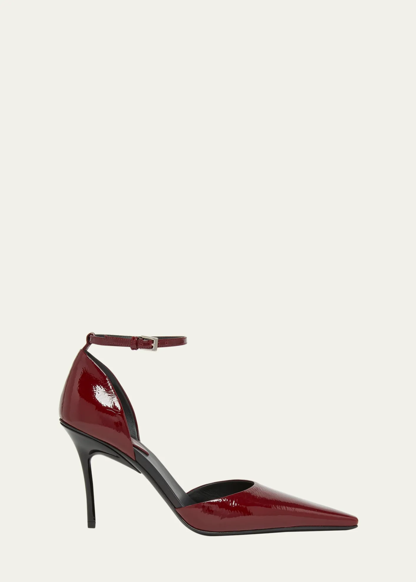 ALAIA90mm d'Orsay Shiny Leather Ankle-Strap Pumps