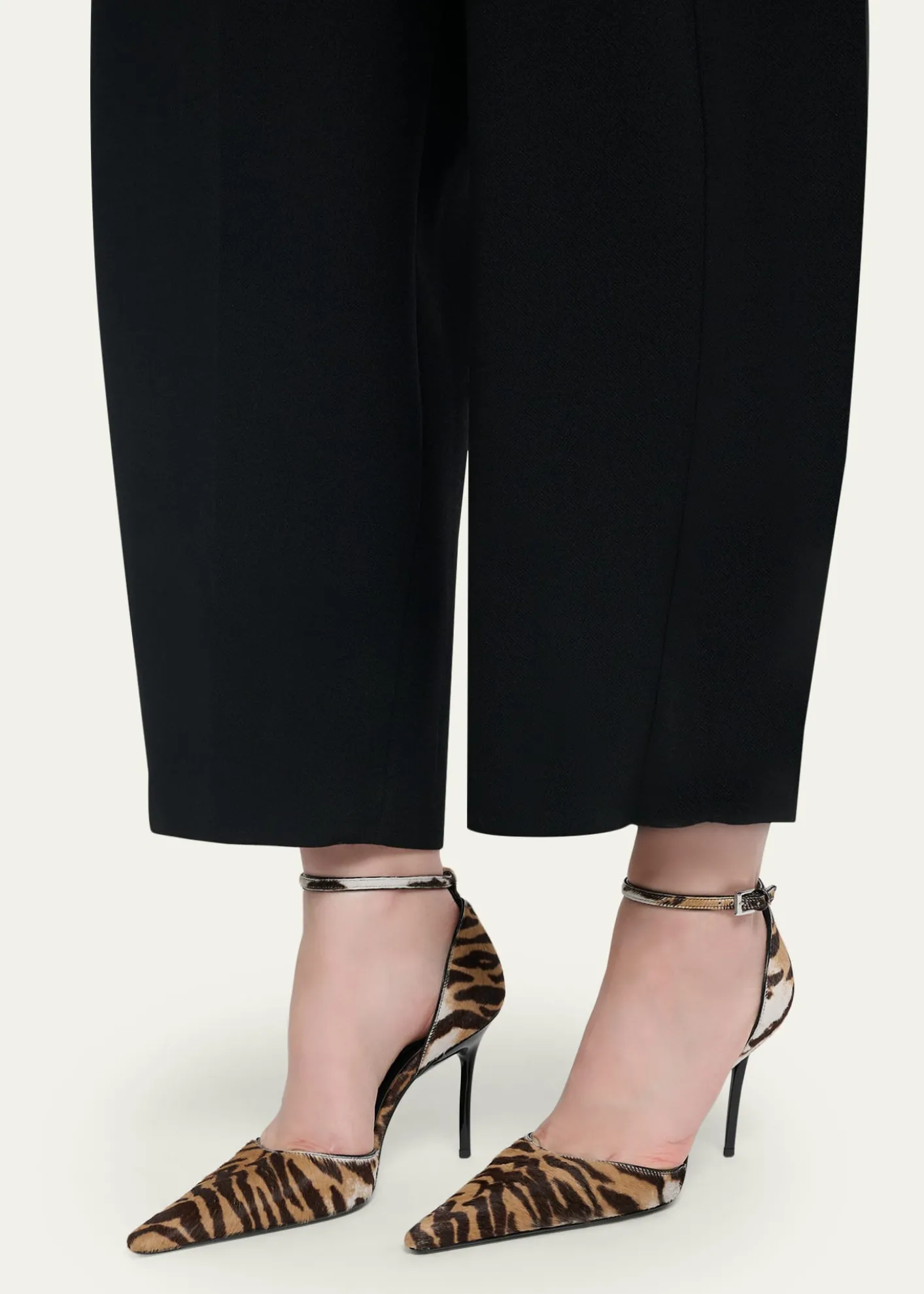 ALAIA90mm d'Orsay Tiger Calf Hair Ankle-Strap Pumps