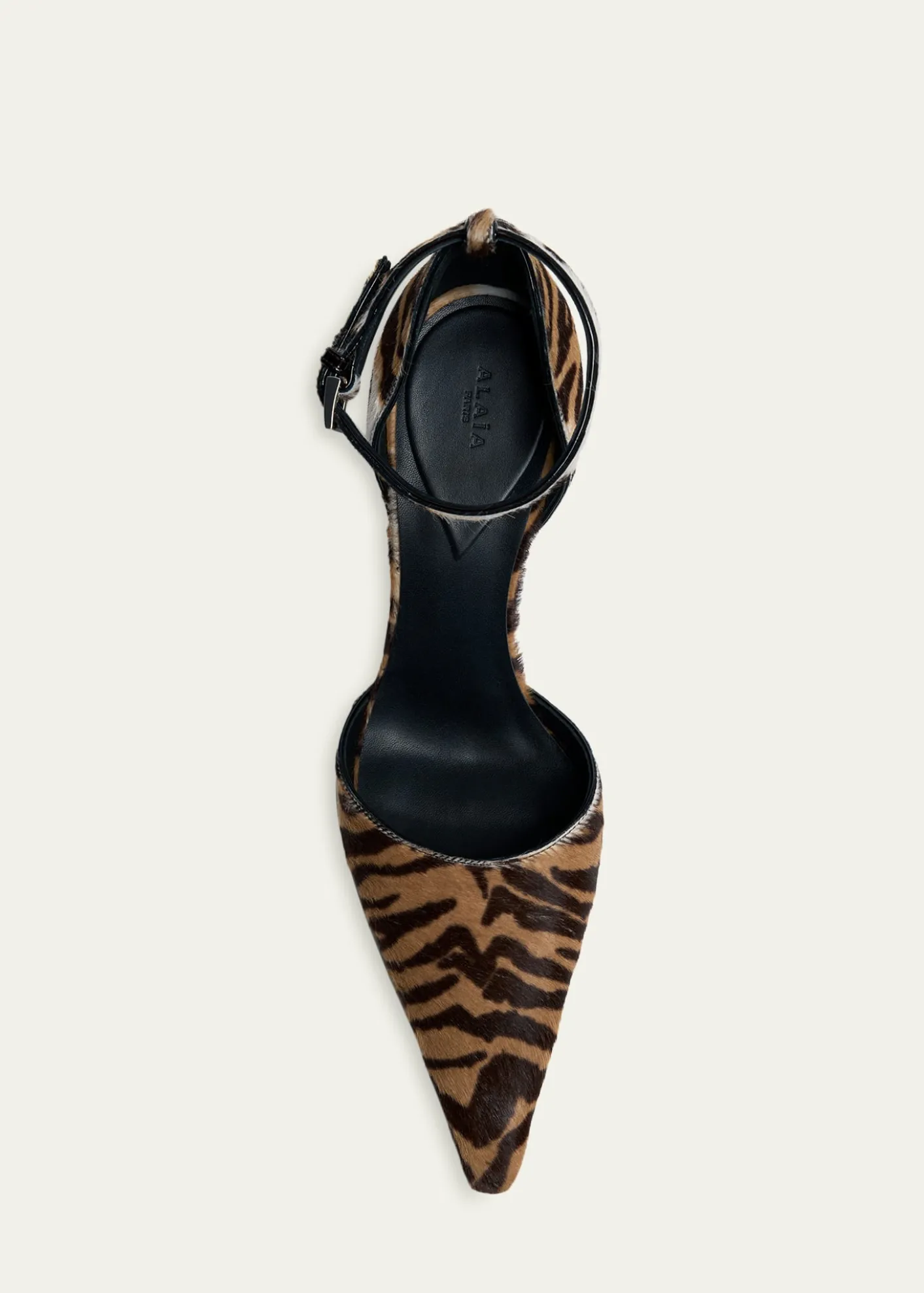 ALAIA90mm d'Orsay Tiger Calf Hair Ankle-Strap Pumps