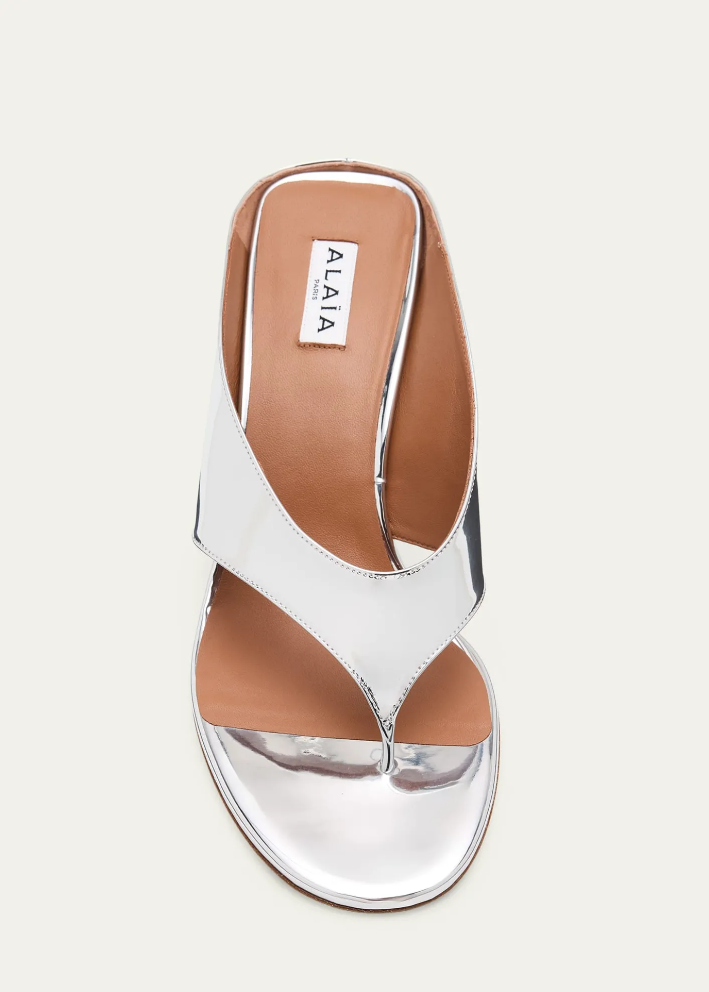 ALAIA90mm Metallic Leather Wedge Thong Sandals
