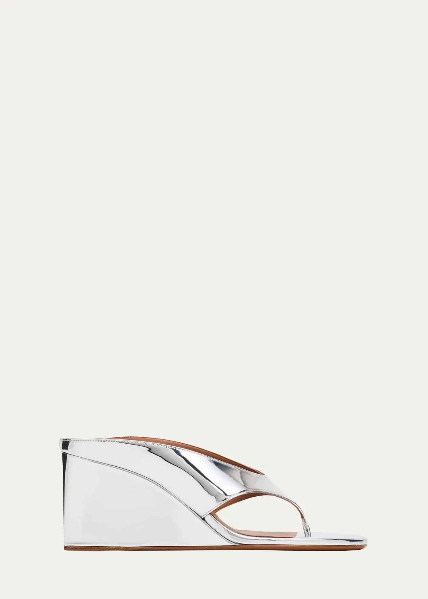 ALAIA90mm Metallic Leather Wedge Thong Sandals