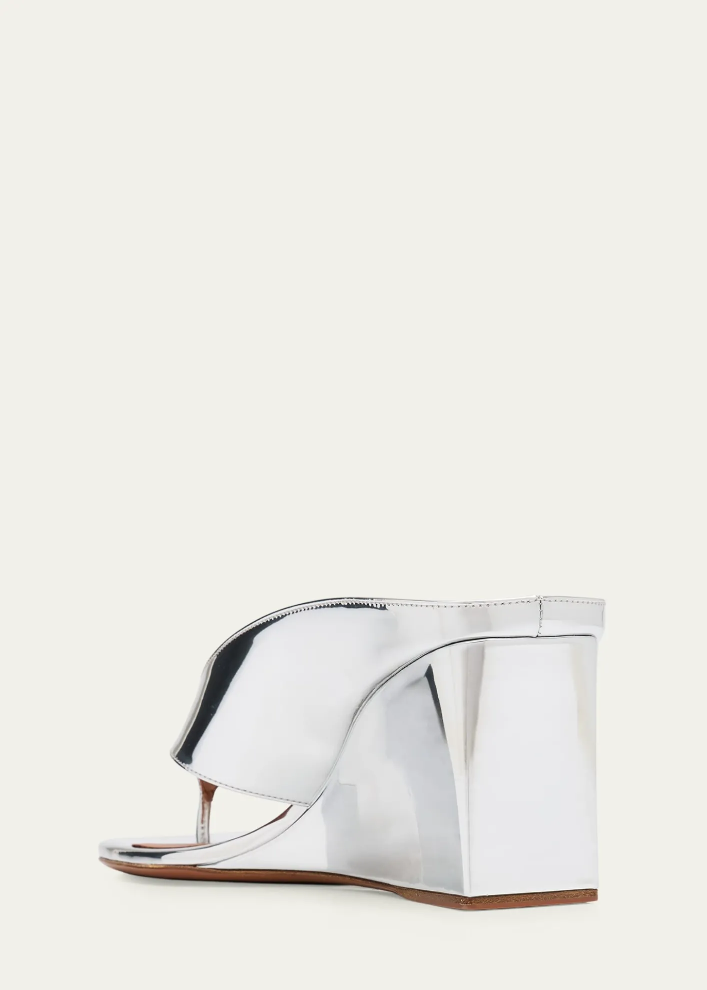 ALAIA90mm Metallic Leather Wedge Thong Sandals