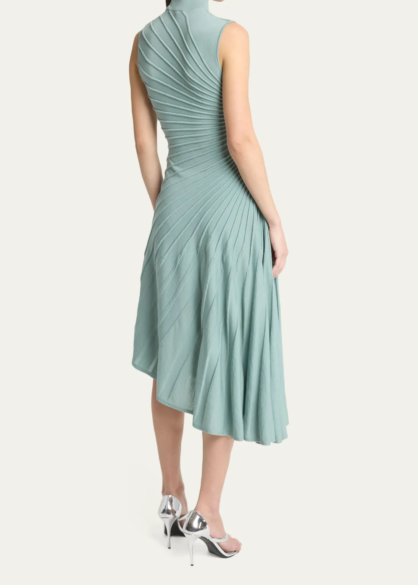 ALAIAMock-Neck Sculpting Wool Dress
