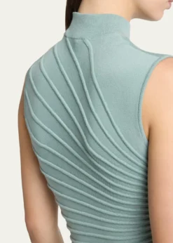 ALAIAMock-Neck Sculpting Wool Dress