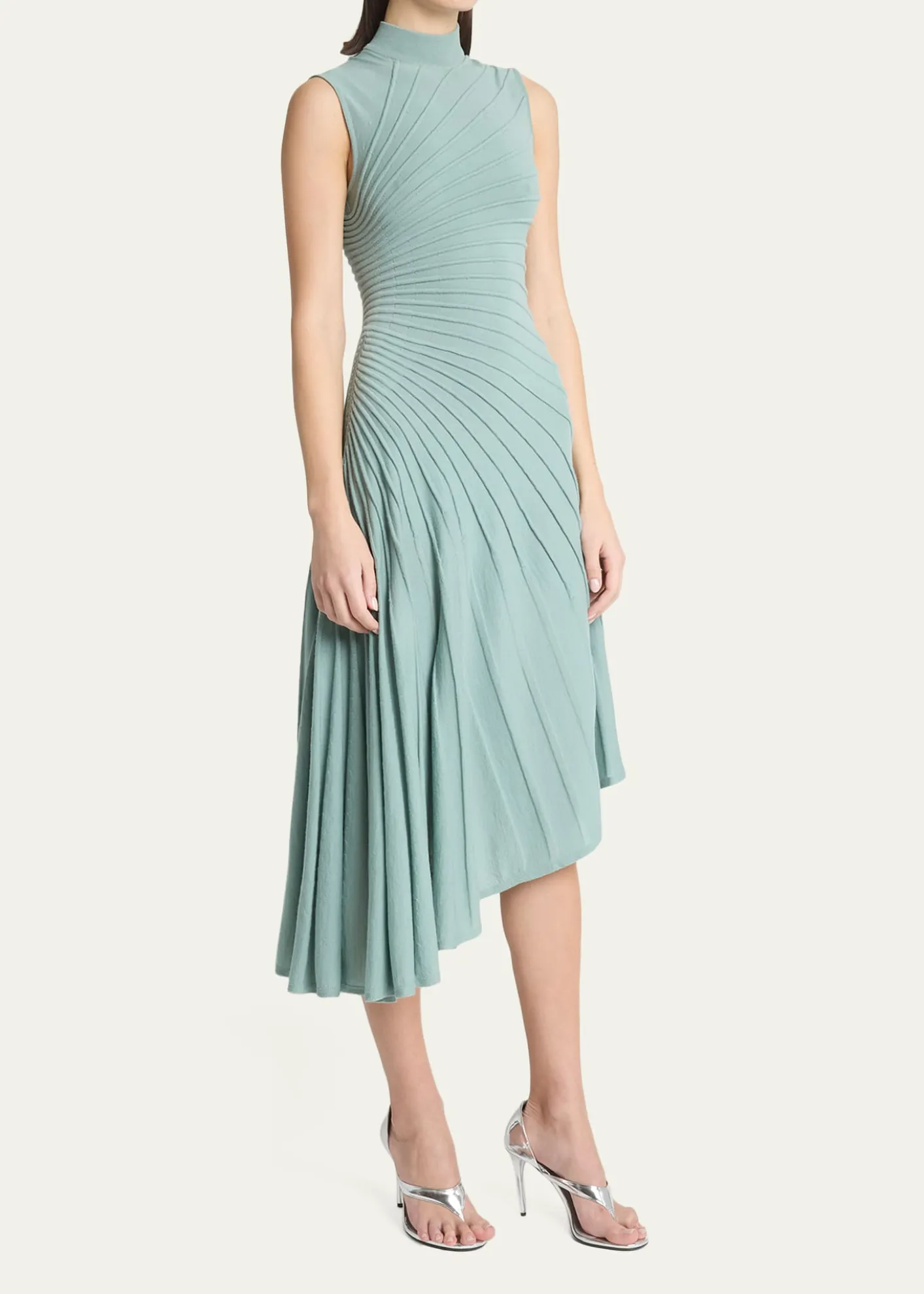 ALAIAMock-Neck Sculpting Wool Dress