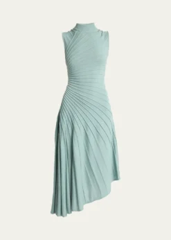 ALAIAMock-Neck Sculpting Wool Dress