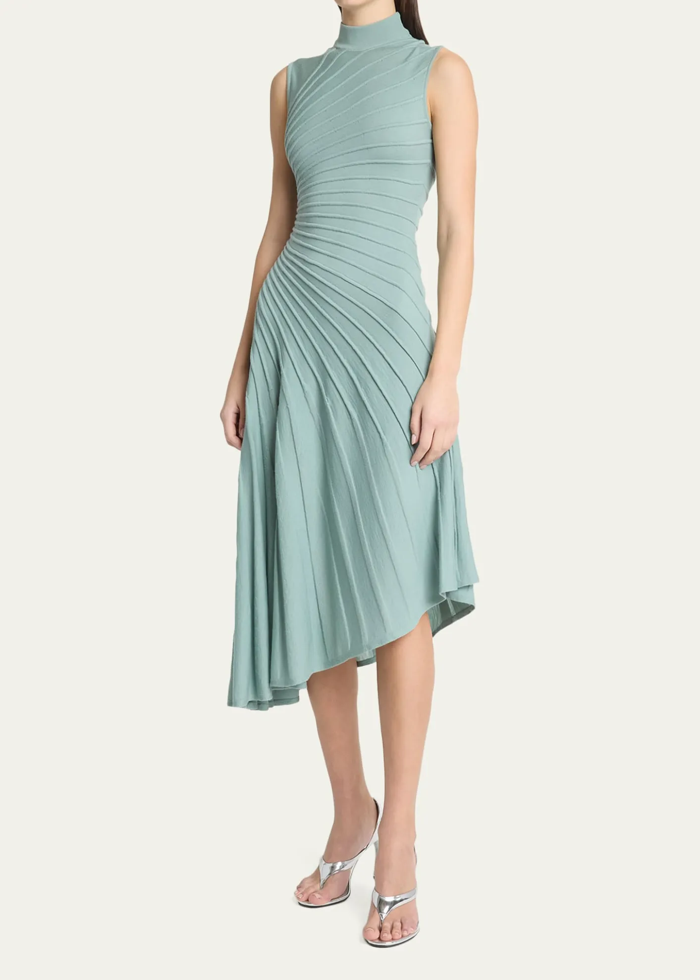 ALAIAMock-Neck Sculpting Wool Dress
