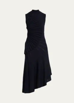 ALAIAMock-Neck Sculpting Wool Dress