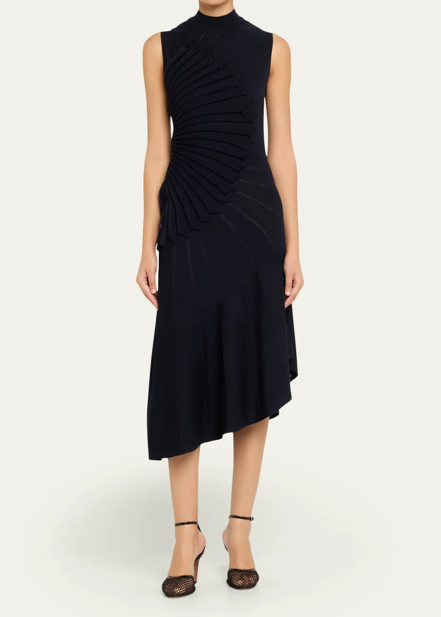 ALAIAMock-Neck Sculpting Wool Dress