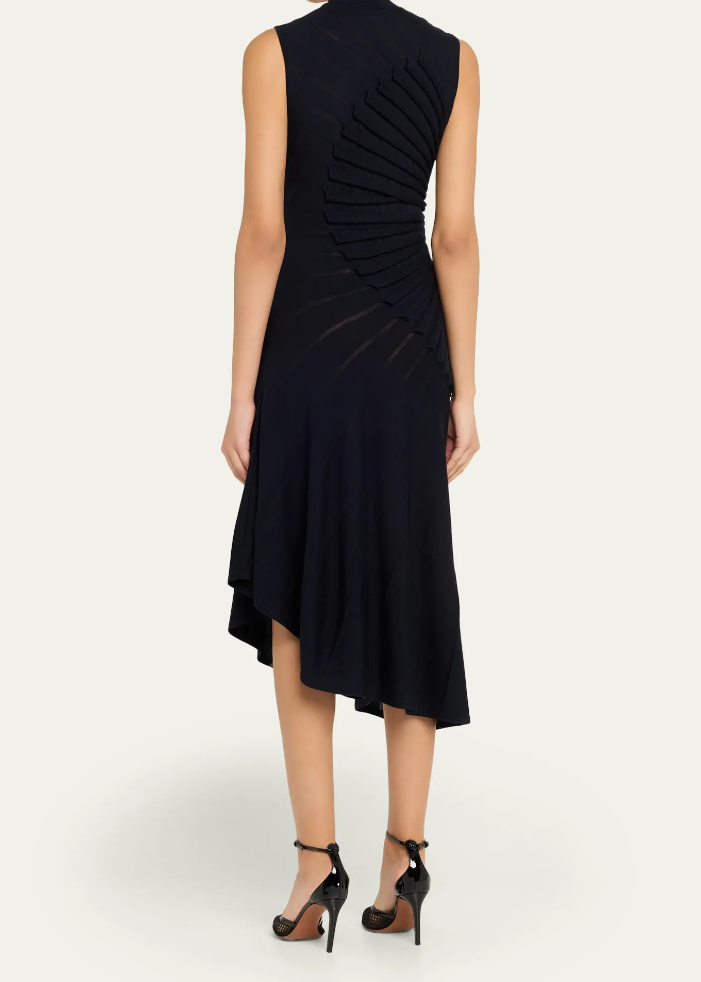 ALAIAMock-Neck Sculpting Wool Dress
