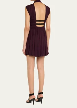 ALAIAMock-Neck Waist-Cutout Jersey Backless Mini Dress