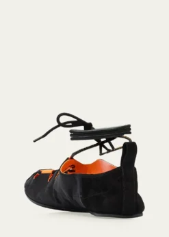ALAIANylon Lace-Up Ballerina Flats