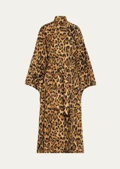 ALAIAPleated Leopard-Print Nylon Belted Trench Coat
