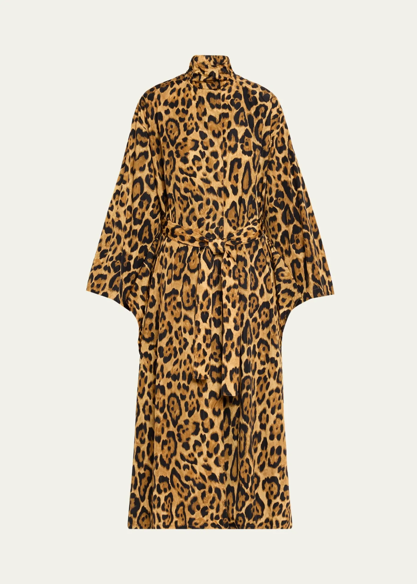 ALAIAPleated Leopard-Print Nylon Belted Trench Coat