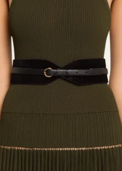 ALAIAPony Hair Leather Wide Belt