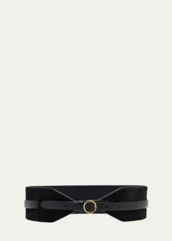 ALAIAPony Hair Leather Wide Belt