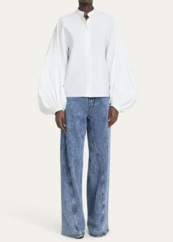 ALAIAPuff Sleeve Button Down Blouse