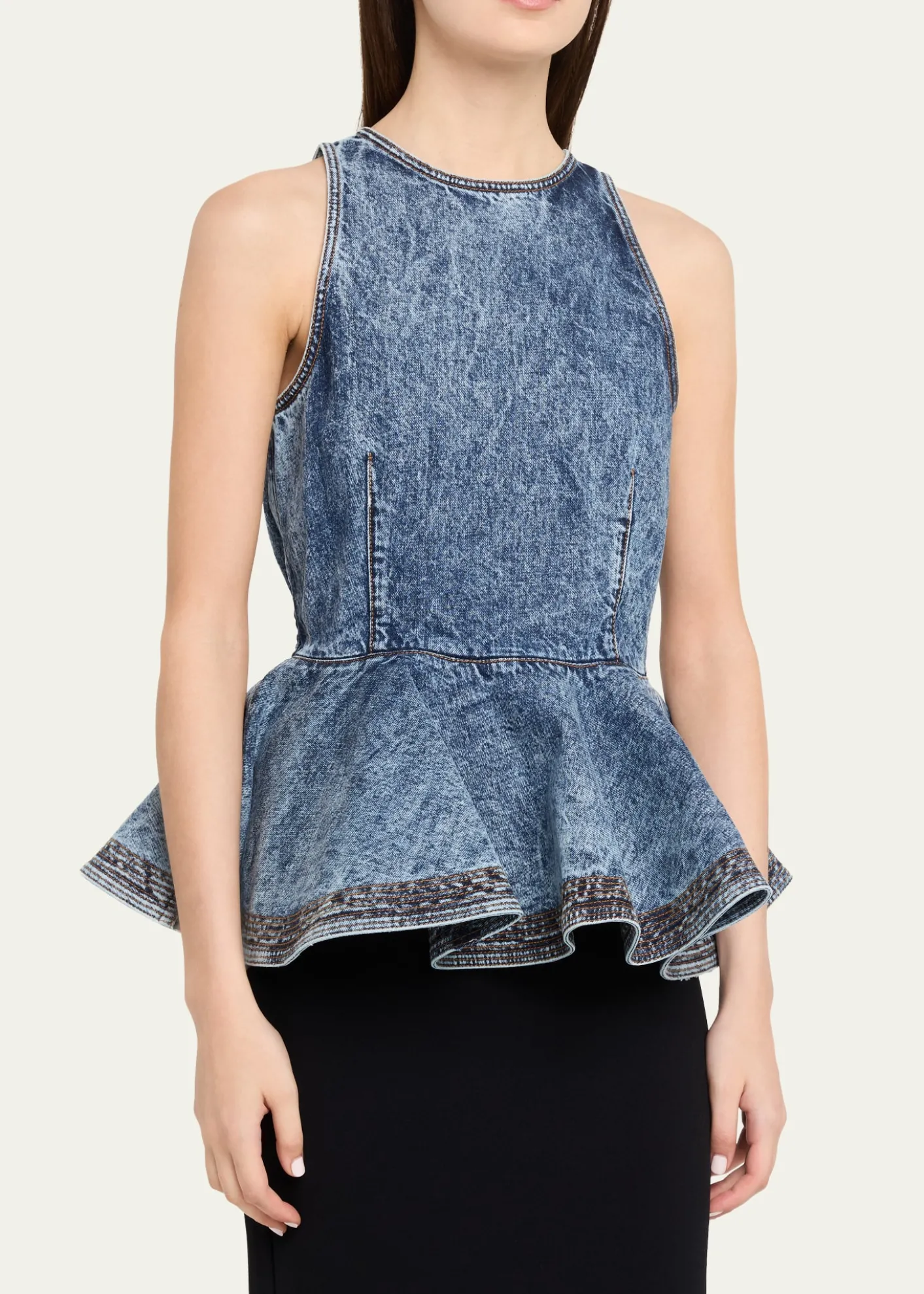 ALAIASleeveless Denim Peplum Top