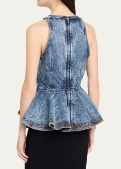 ALAIASleeveless Denim Peplum Top