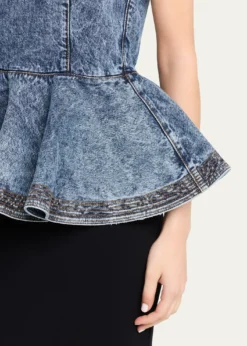 ALAIASleeveless Denim Peplum Top
