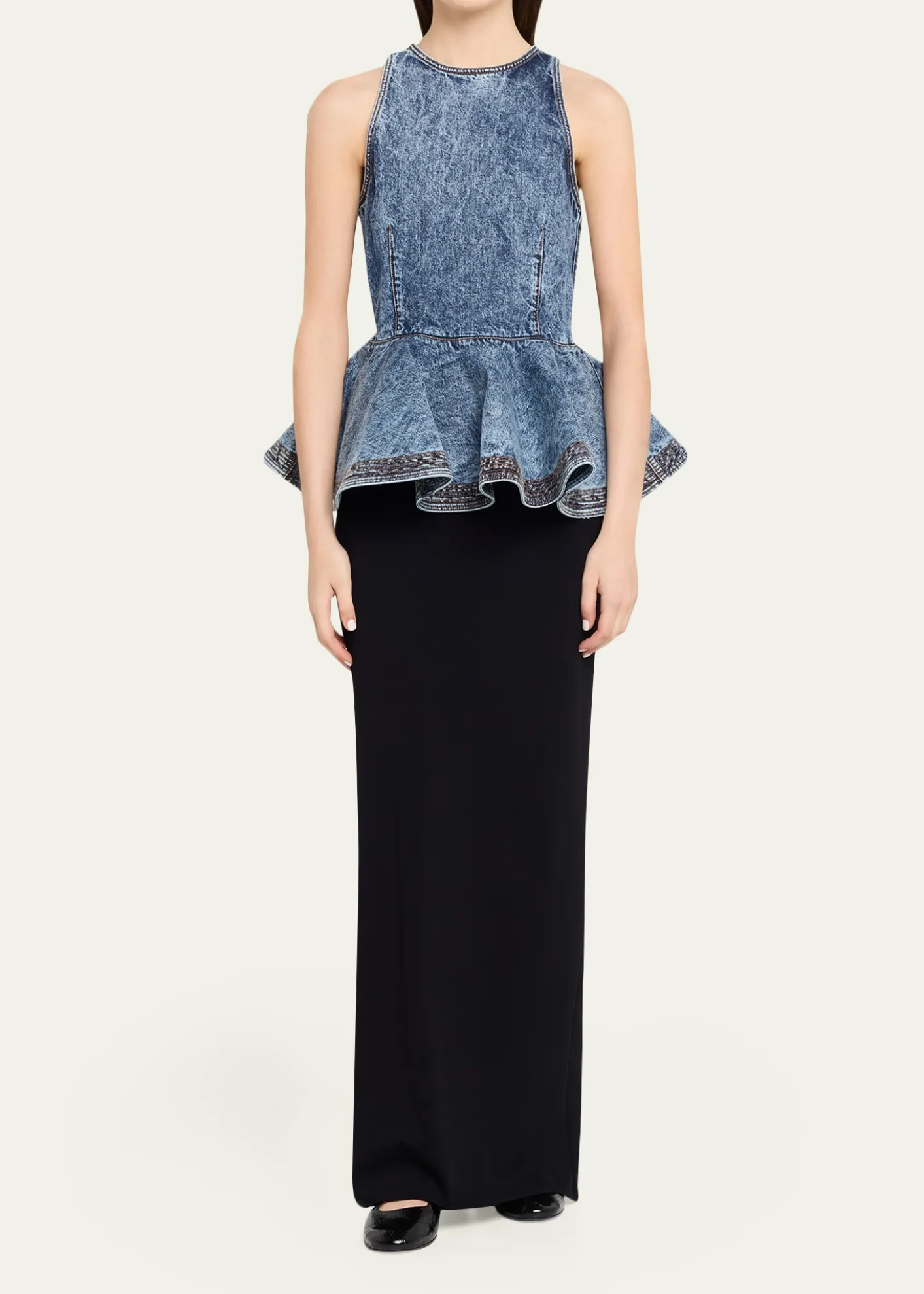 ALAIASleeveless Denim Peplum Top
