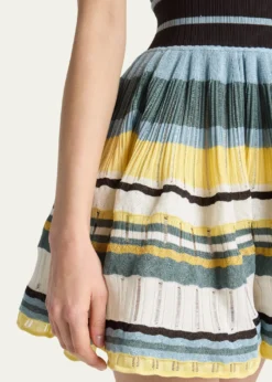 ALAIASleeveless Striped Crinoline Knit Mini Dress