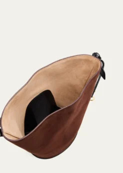ALAIASmall Smooth Suede & Leather Curved Bucket Bag