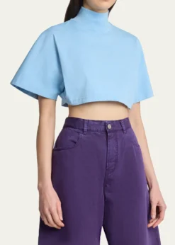 ALAIATurtleneck Short-Sleeve Crop T-Shirt