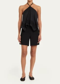 A.L.C.Aleia Cotton Eyelet Halter Top