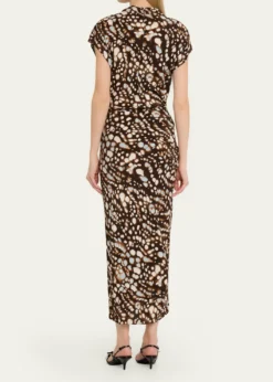 A.L.C.Alma Ruched Viscose Twill Midi Dress