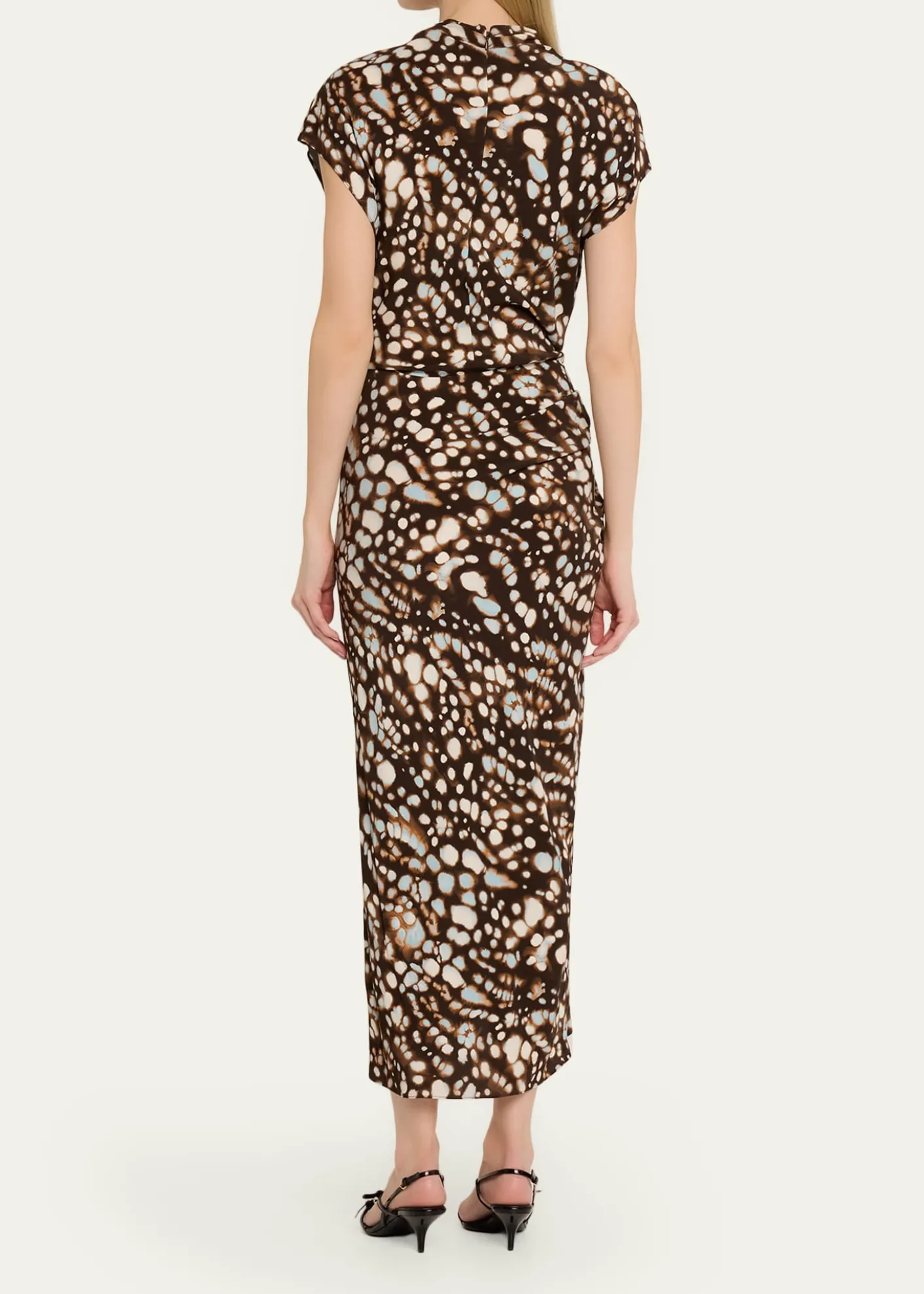 A.L.C.Alma Ruched Viscose Twill Midi Dress