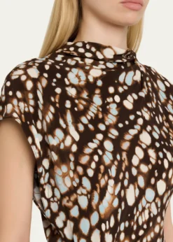 A.L.C.Alma Ruched Viscose Twill Midi Dress