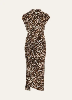 A.L.C.Alma Ruched Viscose Twill Midi Dress